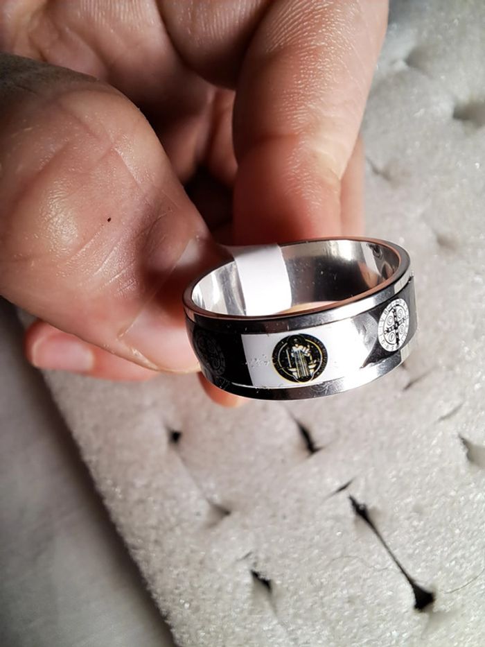 Bague acier inoxydable motifs - photo numéro 2