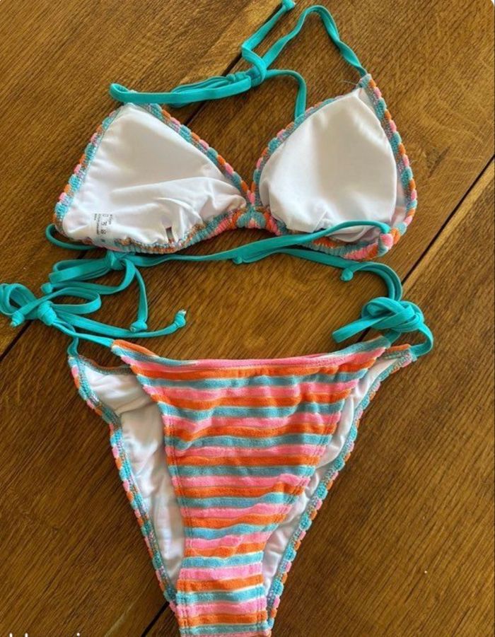 Maillot de bain bikini rayé coloré — Taille M - photo numéro 6