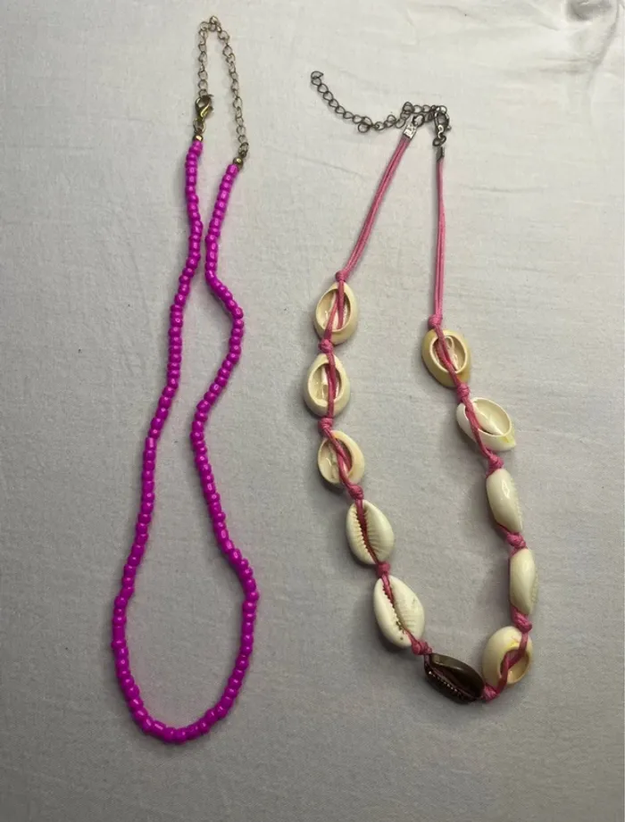 🔹 Lot de 2 colliers d’été – Perles & Coquillages 🔹