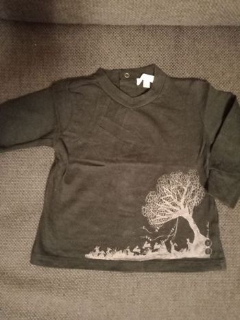 Tee shirt manches longues noir arbre/lapins