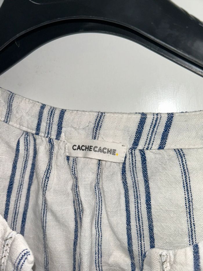 Blouse manches courtes blanche rayé - Taille 44 - Cache Cache - photo numéro 3