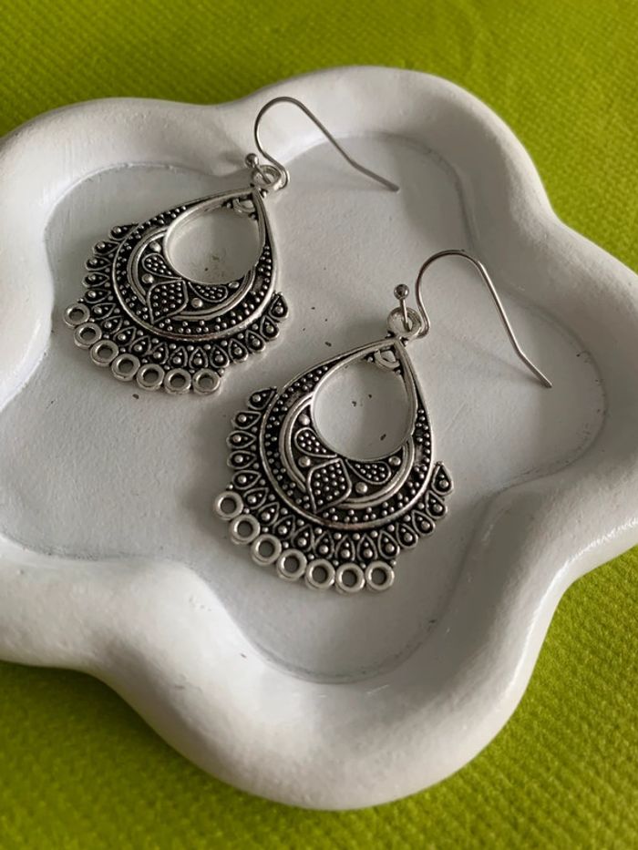 Boucles d’oreilles bohémiennes en alliage argenté - photo numéro 4