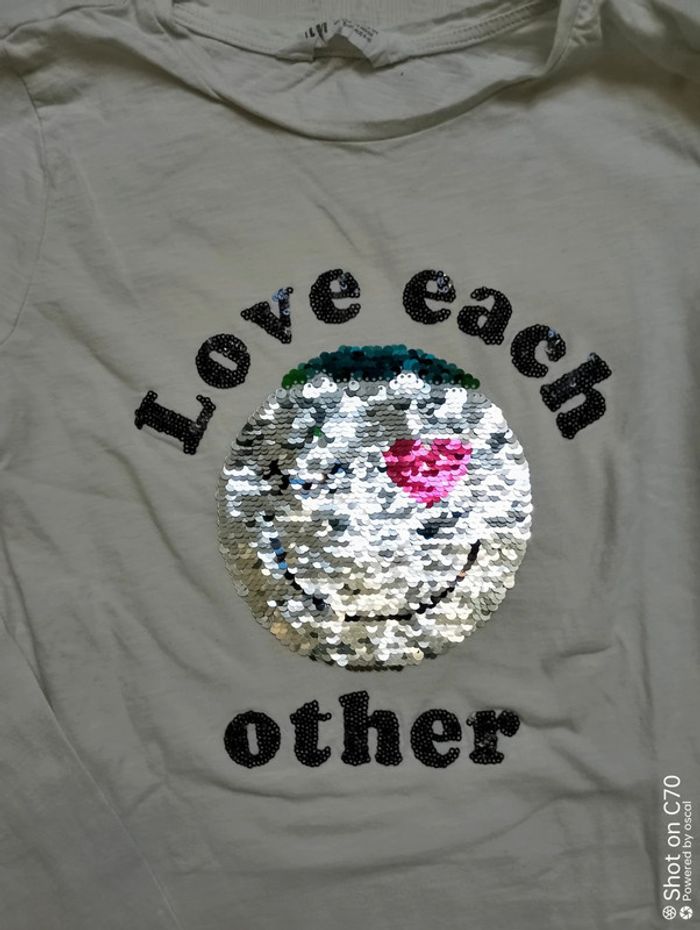 H&M haut t shirt manches longues sequins 10 ans - photo numéro 2