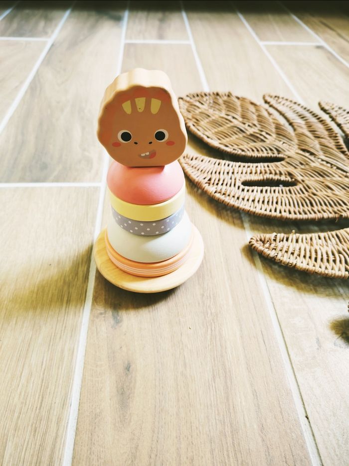 🦕Jeu de motricité - Pyramide/tour en bois dinosaure à empiler - - photo numéro 1