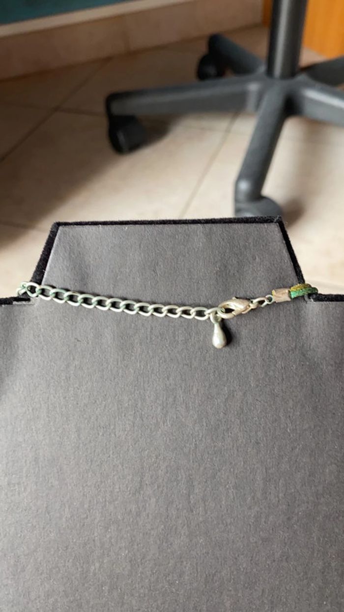 Collier fantaisie avec pendentif et chaîne réglable vert - photo numéro 4
