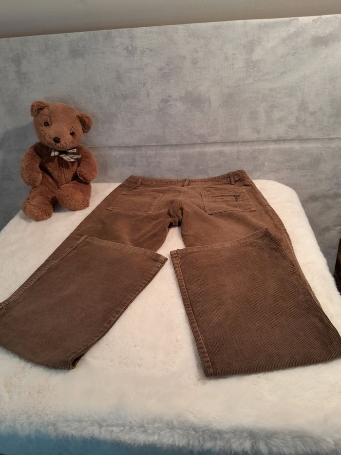 Pantalon Évasé Femme Velours Côtelé Marron - Lisaka - T.38 - photo numéro 3