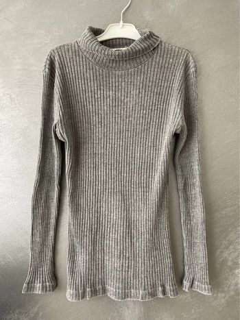 Pull gris col roulé
