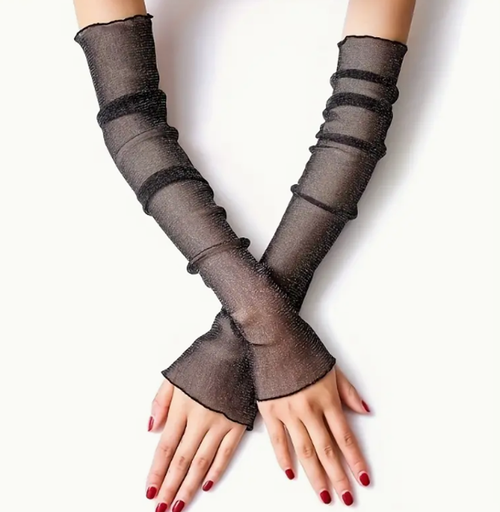 Paire de manche Paillette taille unique noir  **N E U F** gothique rave vintage