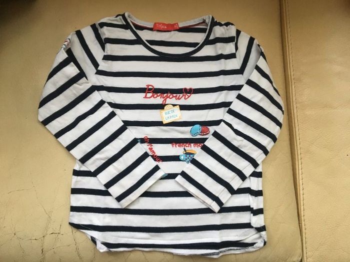 T-shirt manches longues marinière fille 5 ans
