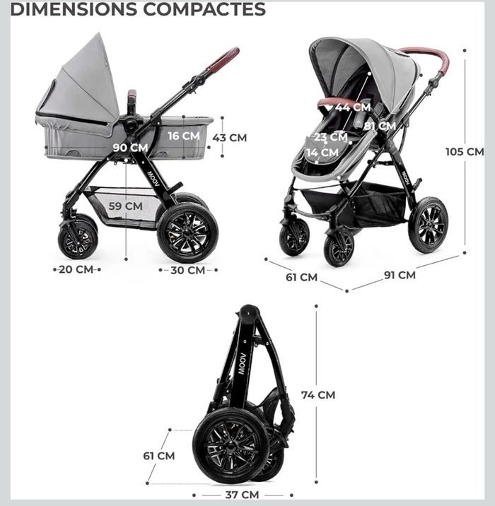 Poussette Kinderkraft MOOV 3 en 1 (+Porte bébé offert) - photo numéro 6