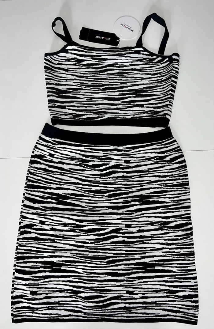 Ensemble zebré zébré jupe mini haut femme M - photo numéro 3