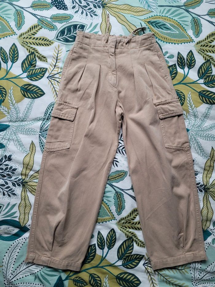 Pantalon jean cargo beige fille zara 9 ans - photo numéro 2