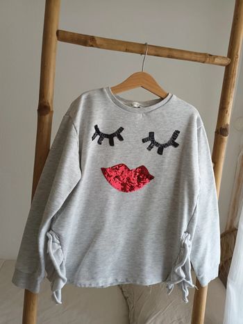 Sweat gris avec sequins Mango Kids 9 / 10 ans