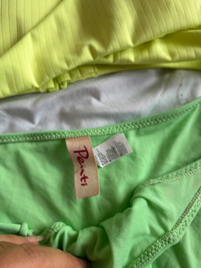 Ensemble set 2 maillots de bain bikini jaune fluo croisé vert taille XS/34 neuf - photo numéro 3