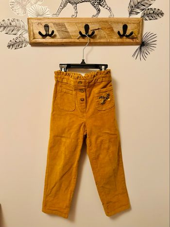 Pantalon 6 ans neuf Sergent Major Ocre fleuri aspect velours