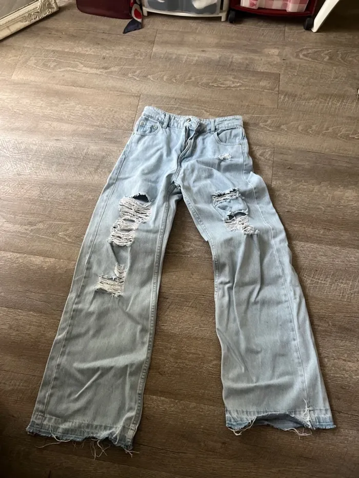 Jeans large bleu ciel