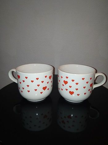 Duo de grandes tasses bols déjeuner Coeur parfait état