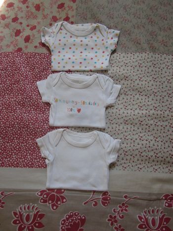 Lot de 3 bodies manches courtes blanc 1 mois
