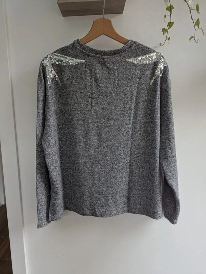 Pull femme gris et argenté taille L soit 42 environ - photo numéro 5