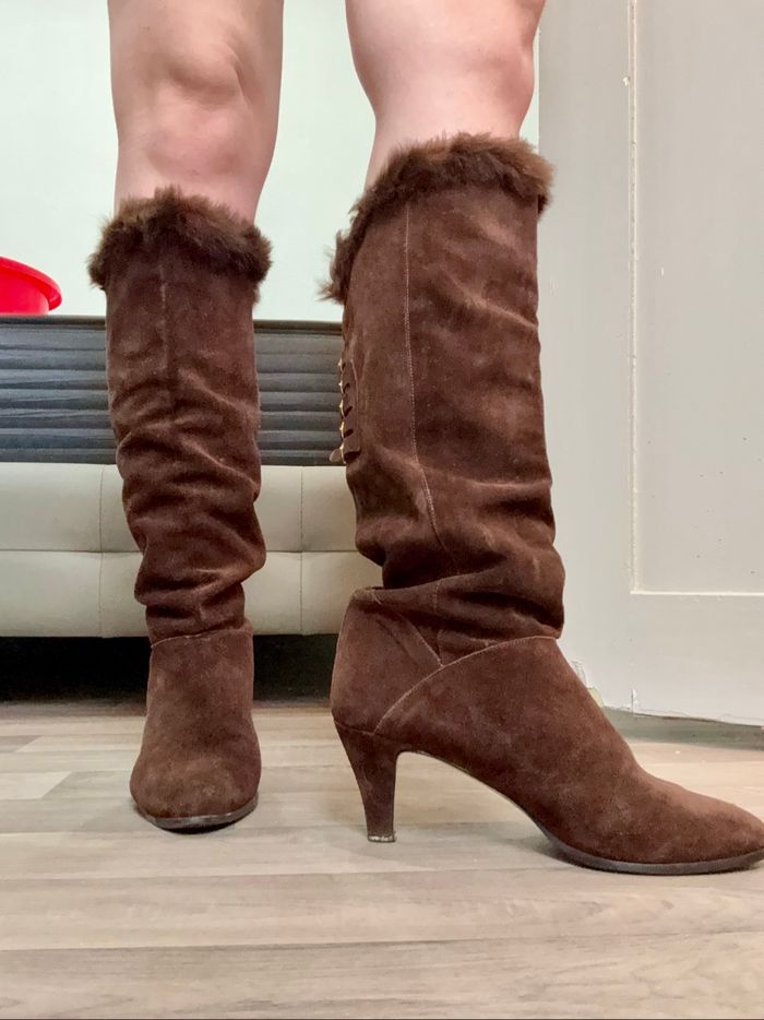 Bottes à talons aiguilles marron avec fourrure - Taille 41 - photo numéro 4