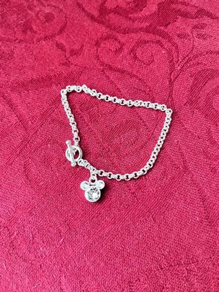 Bracelet argenté fantaisie Mickey strass Disneyland Paris