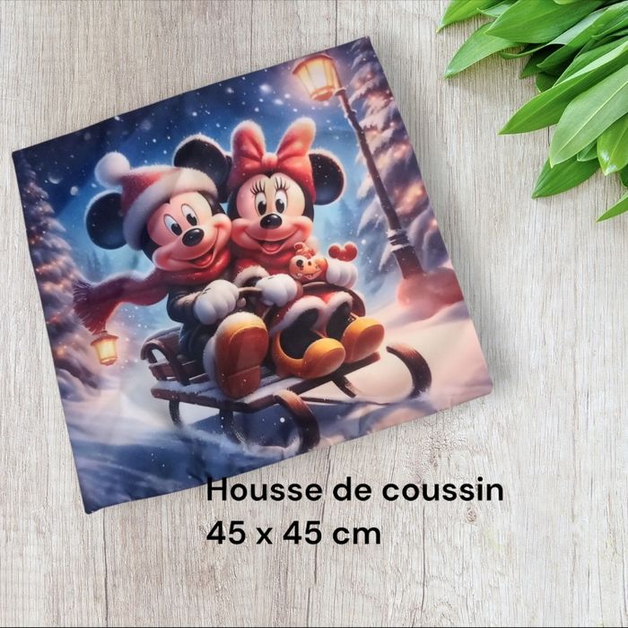 Housse de coussin Minnie et Mickey mouse Disney noël