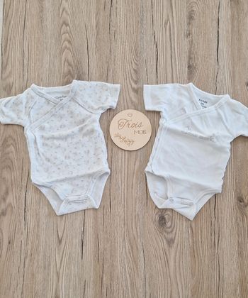 Lot 2bodies manches courtes bébé garçon 3mois
