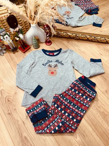 Taille 8 ans pyjama Noël garçon Merry gris bleu rouge * cerf * 🎄