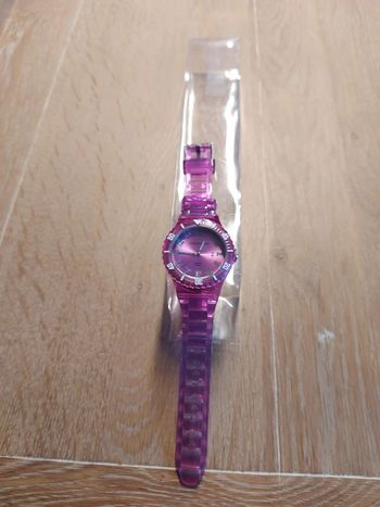Montre mauve/rose transparente