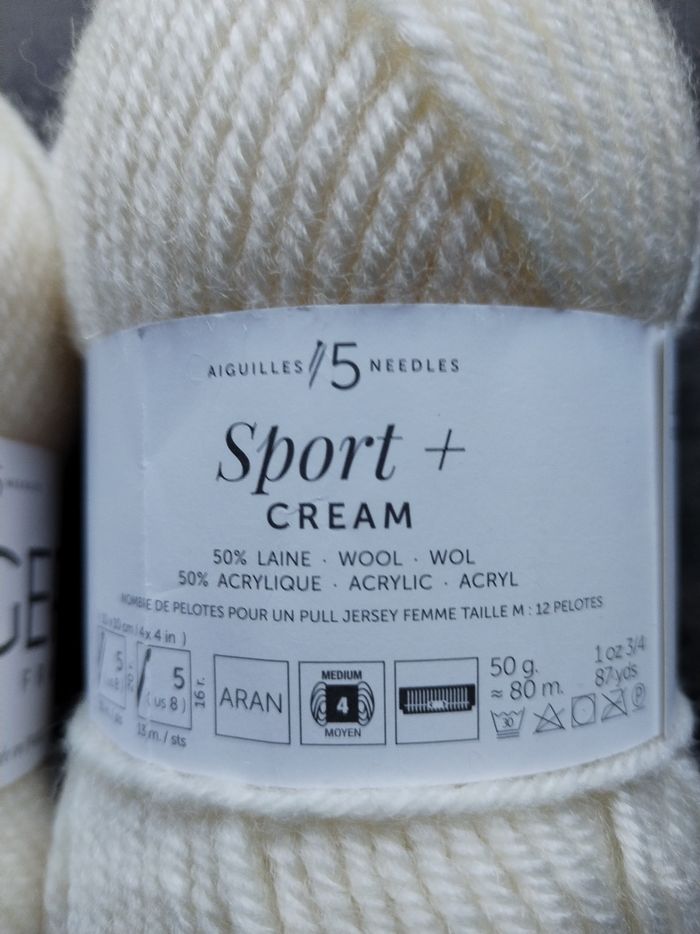 Lot de 2 pelotes de laine Bergère de France blanc crème - photo numéro 3