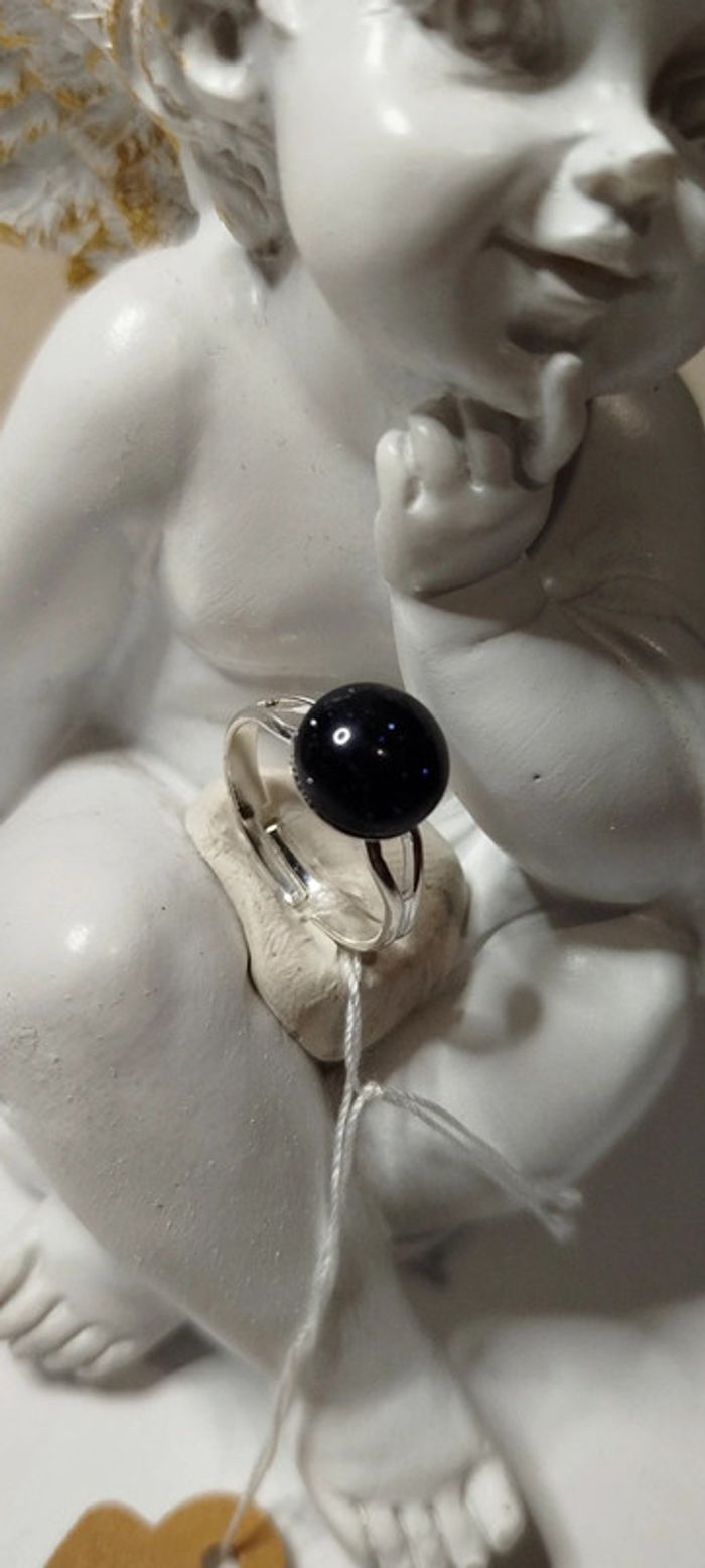 Bague sertie en Goldstone pailletée - photo numéro 2