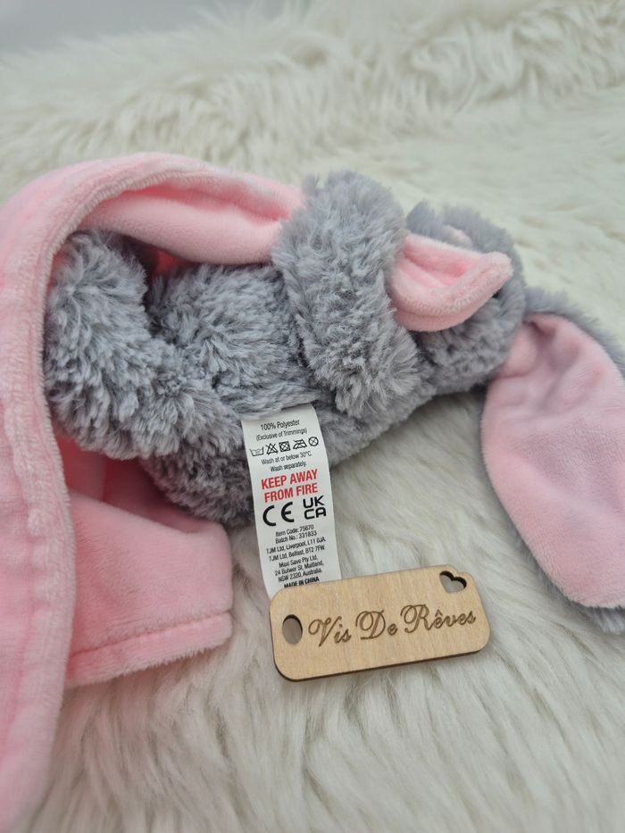 Doudou mouchoir lapin gros mouchoir Rose TJM - photo numéro 3