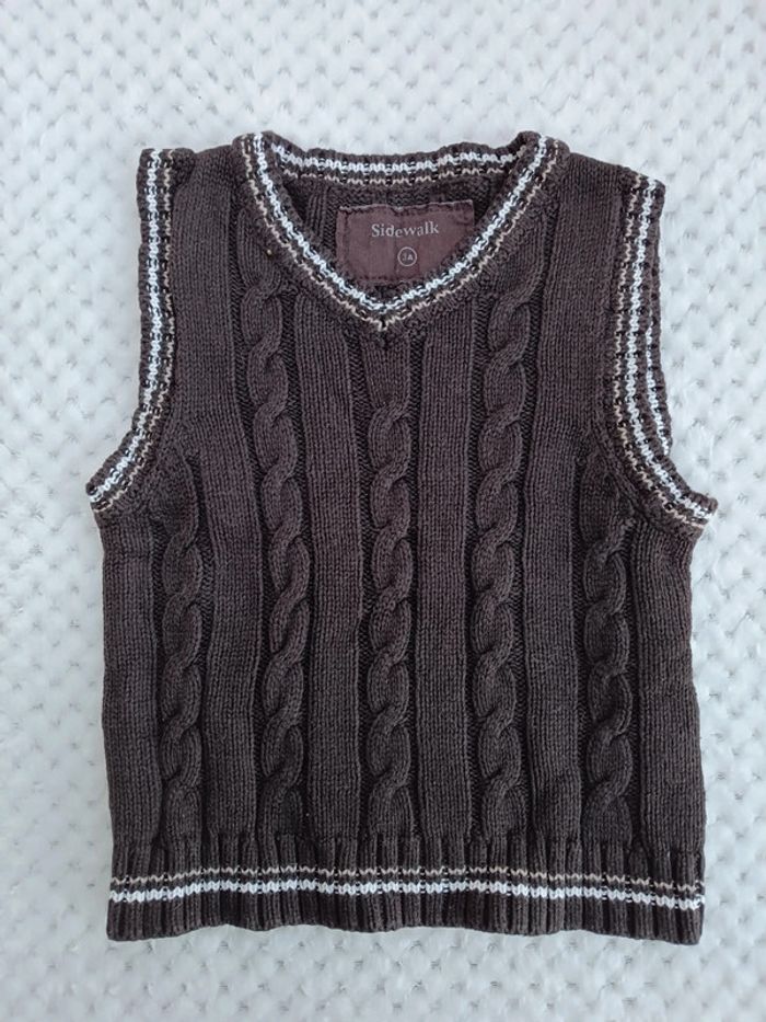 🔸 Gilet sans manches  style tricot 100 % coton - Gémo 3 ans. 🔸