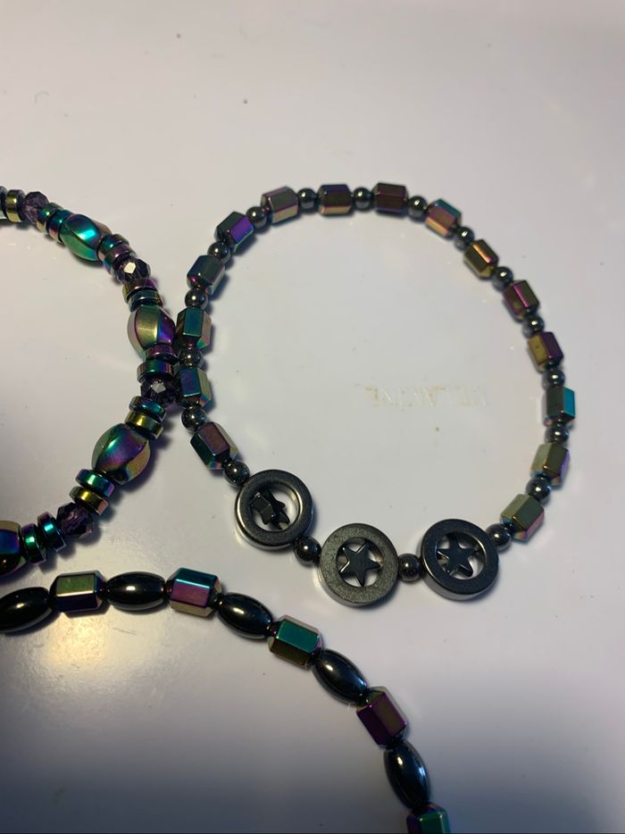 3 bracelets perles métalliques - photo numéro 4