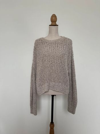 Pull S maille sweater maglione suéter trui Sweat-shirt haut sweat t-shirt manches longues taupe