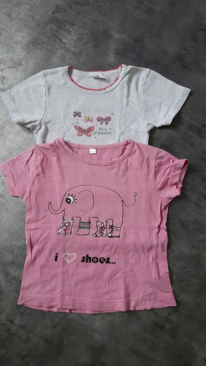 2 t-shirts manches courtes fille 100% coton