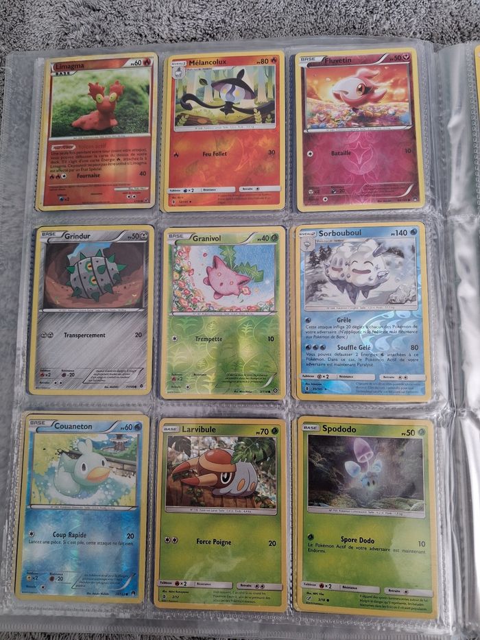 Lot de carte pokemon holo et reverse Limagma Melancolux Fluvetin Grindur Granivol Sorbouboul