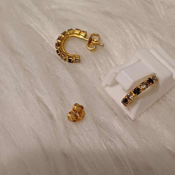 Boucles d'oreilles vintage en métal doré - photo numéro 6