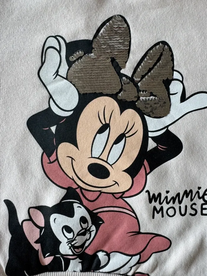 Sweat blanc cassé ML Minnie Mouse avec noeud à sequins réversibles - Taille 4 Ans - photo numéro 5