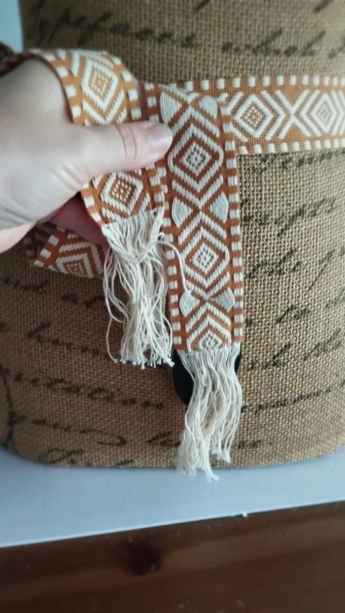 Ceinture tissu souple marron et créme - photo numéro 4