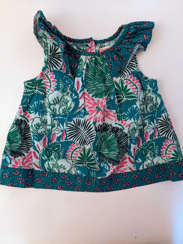 Tunique blouse fleurs feuillage DPAM 24 mois 86 cm