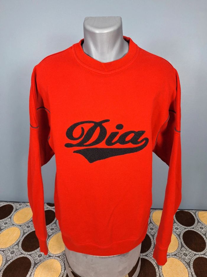 Sweat col rond / crewneck vintage dia homme rouge/ taille L brodé (388)