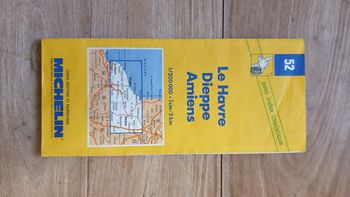 Vintage carte routière Michelin France Le Havre Dieppe Amiens numéro 52