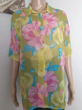 Blouse à fleurs transparente Vintage