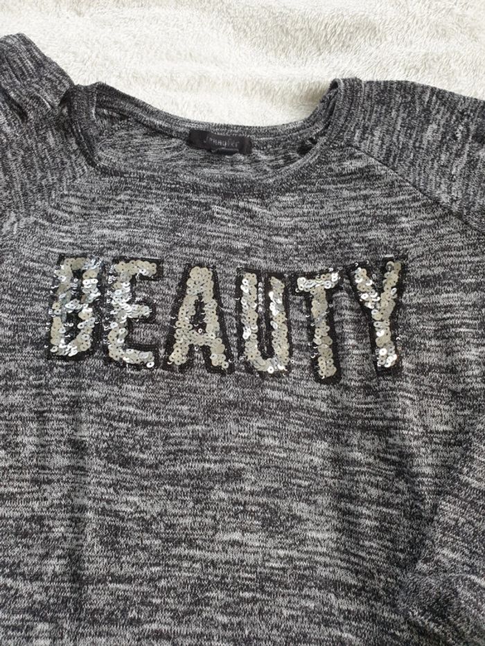 T-shirt manches 3/4 fille gris XS - photo numéro 2