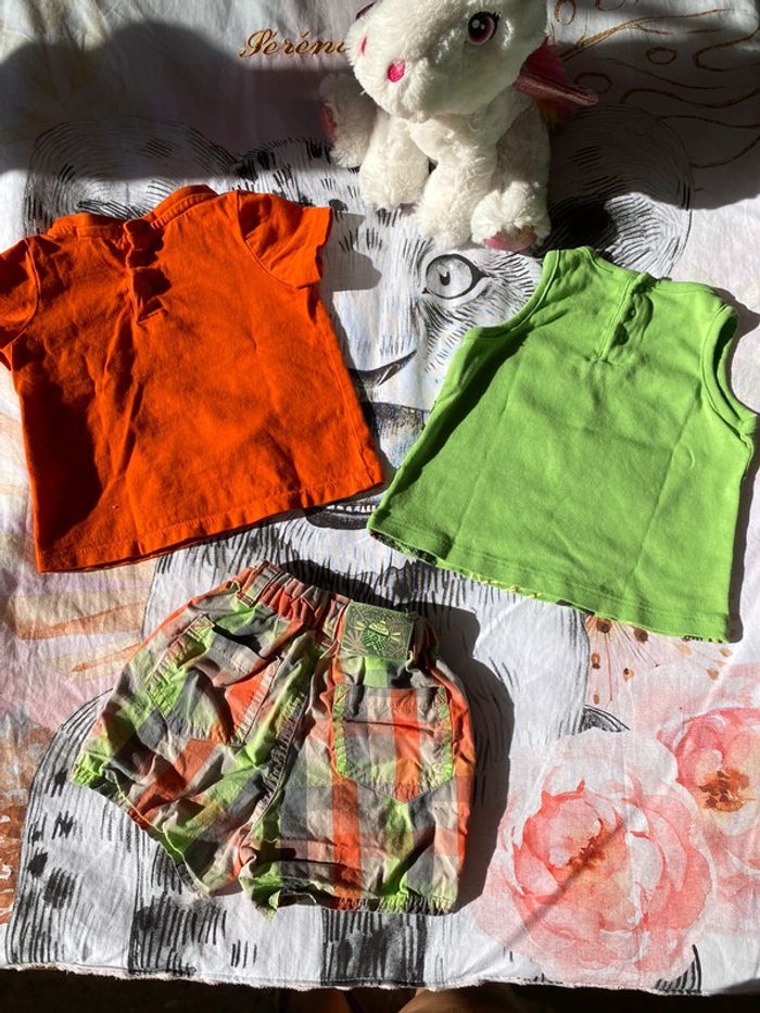 Lot ensemble 2 t-shirts et short, taille 9 mois, marque DPAM. - photo numéro 10