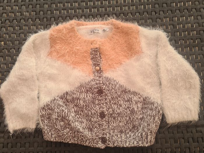Gilet. Bébé 12 mois. IKKS. crème pêche. - photo numéro 3