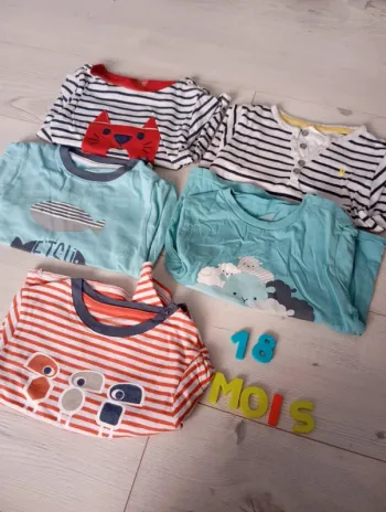 Lot 5 tee shirts Okaïdi 18 mois