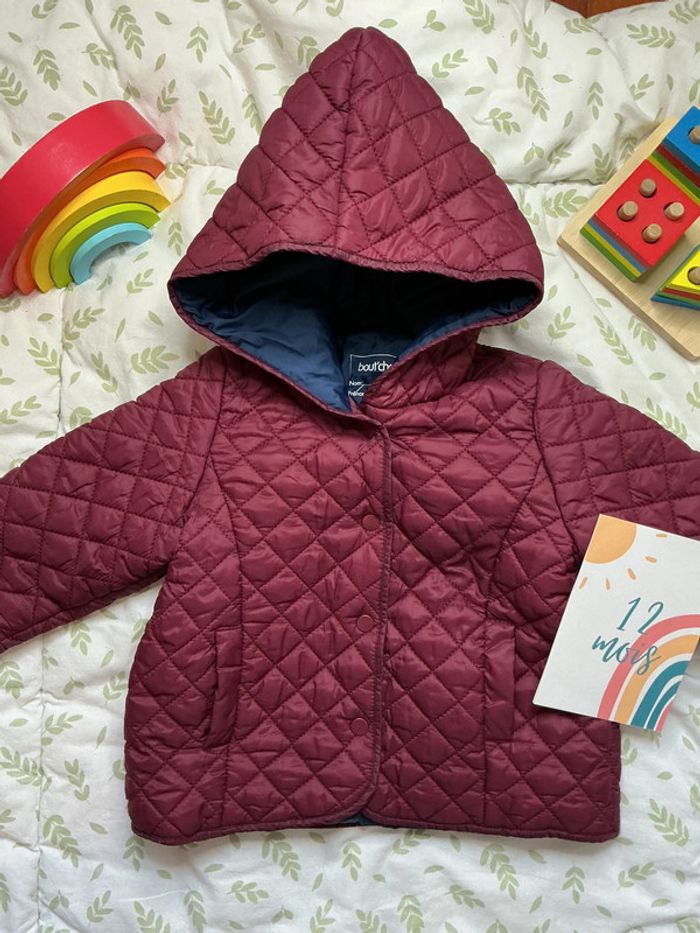 doudoune à capuche couleurs prune 12 mois bout'chou - photo numéro 2
