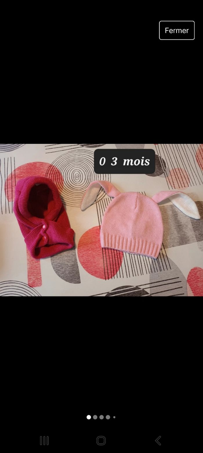 Lot 1 cagoule et 1 bonnet 0 3 mois 👧